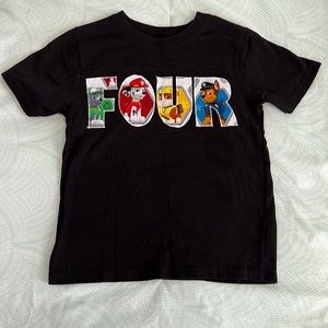 black PAW PATROL Number FOUR shirt